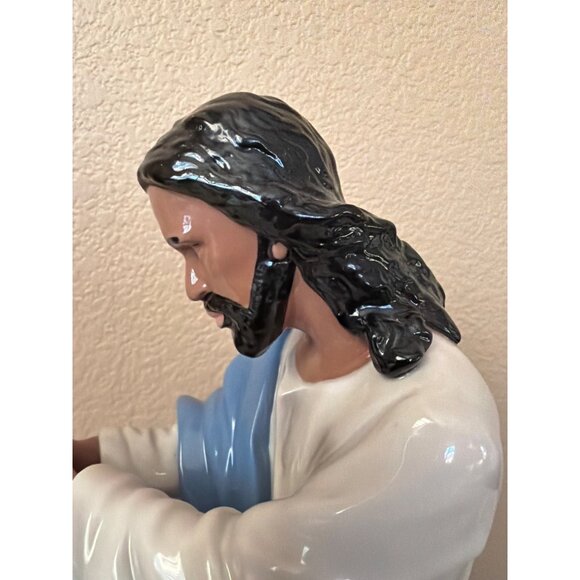 Black Jesus Praying in Garden of Gethsemane Heavy Ceramic Religious Decor 12" - Picture 8 of 10